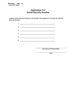 Application For Social Security Number