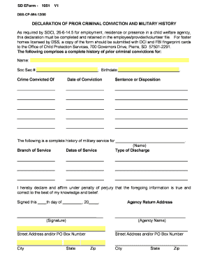 Declaration of Prior Criminal Conviction and Military History