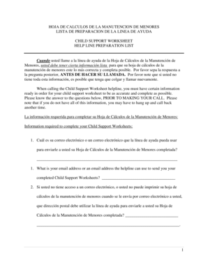 Child Support Worksheet