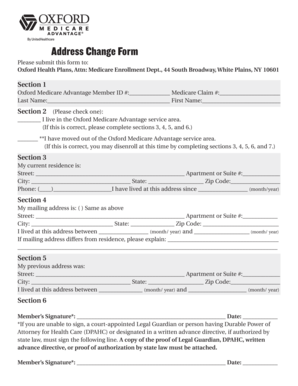 Oxford Medicare Advantage Address Change Form