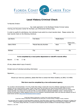 Local History Criminal Check Form
