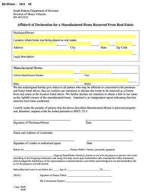 Affidavit for Manufactured Home Removal