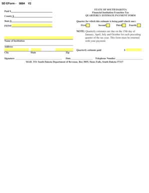 South Dakota Financial Institution Franchise Tax Quarterly Estimate