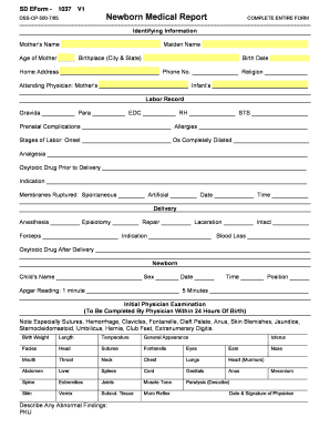 Newborn Medical Report Form
