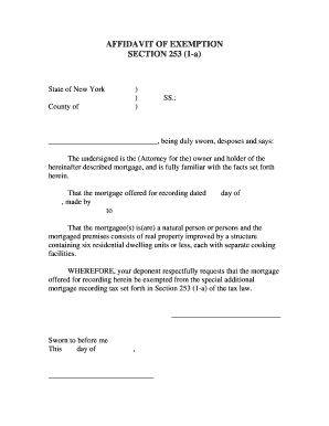 Affidavit of Exemption for Mortgage Recording Tax
