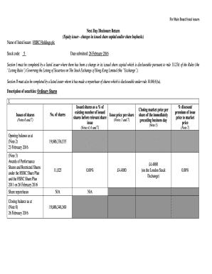 HSBC Share Capital Disclosure Form