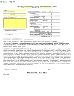 South Dakota Real Estate Assessment Notice