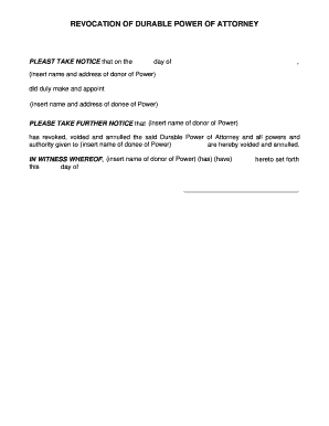Revocation of Durable Power of Attorney