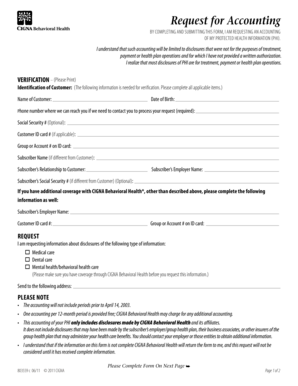 Request for Accounting of Protected Health Information