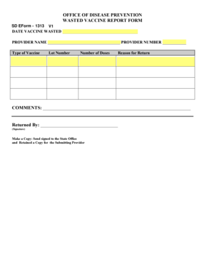 Wasted Vaccine Report Form