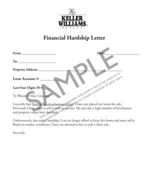 Sample hardship letter for medical bills - Financial Hardship Letter - Keller Williams Realty