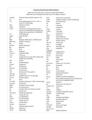 Fillable Online Common Real Estate Abbreviations Fax Email Print ...