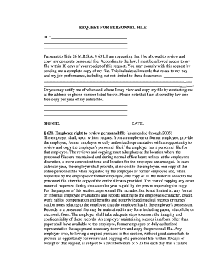 Request for Personnel File