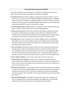 First-Look Home Inspection Checklist