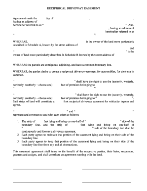 Reciprocal Driveway Easement Agreement
