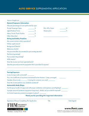 Auto Service Supplemental Application