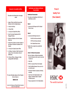 HSBC New Zealand Identity Verification Form