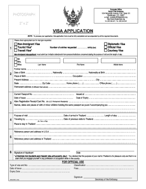 Thailand Visa Application Form