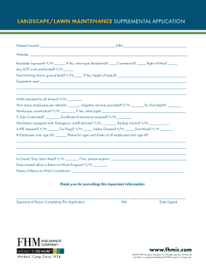 Landscape Lawn Maintenance Supplemental Application