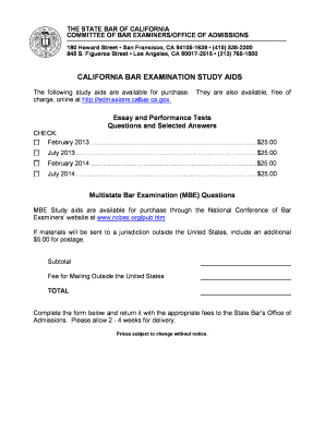 California Bar Examination Study Aids Order Form