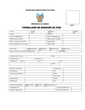 Formulaire de demande de visa