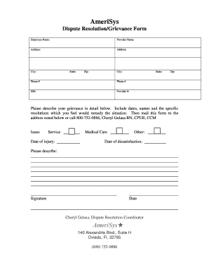 Workers' Compensation Grievance Form