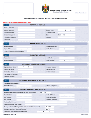 Iraq Visa Application Form