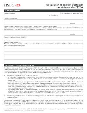 FATCA Entity Classification Declaration