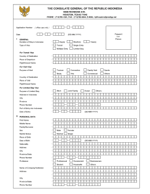 Indonesia Visa Application Form