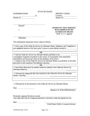 Affidavit of Service by Alternate Means