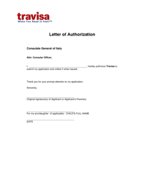 Authorization Letter for Travisa Application