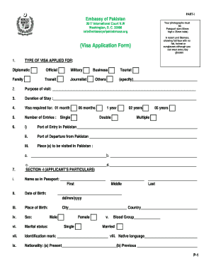 Pakistan Visa Application Form