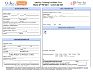 Specialty Pharmacy Enrollment Form