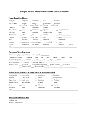 Hazard Identification and Control Checklist