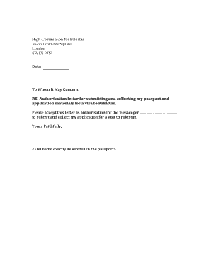 Authorization Letter for Visa Application