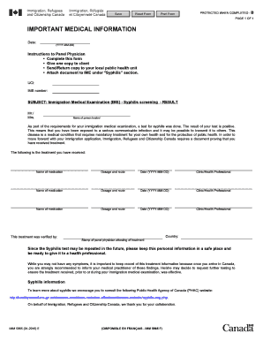 Immigration Medical Examination Syphilis Screening Form