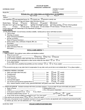 Maine Indigency Affidavit
