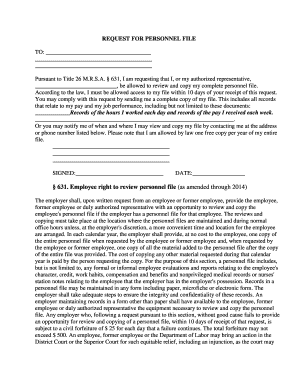 Request for Personnel File