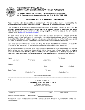 California Law Office Study Report Cover Sheet