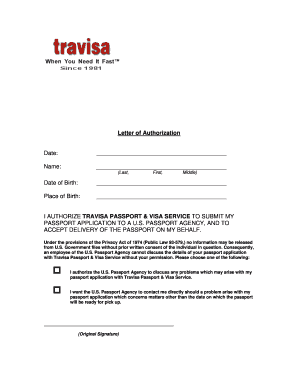 US Passport Application Authorization Letter