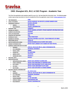 China Visa Application Form