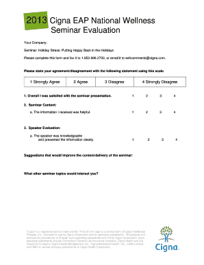 Cigna EAP Holiday Stress Seminar Evaluation