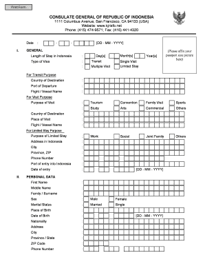 Indonesia Visa Application Form