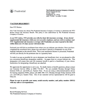 NYU Retiree Supplemental Life Insurance Election Form