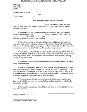 Residential One Family/Condo Unit Affidavit