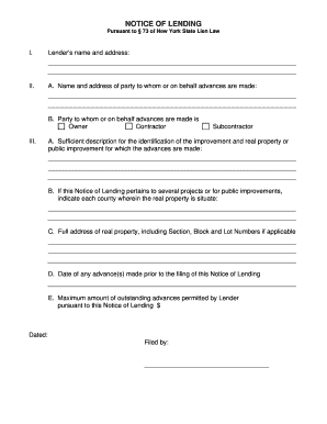 New York Notice of Lending