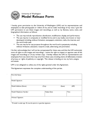 University of Washington Model Release Form