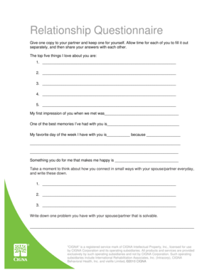 Relationship Questionnaire - cignabehavioralcom