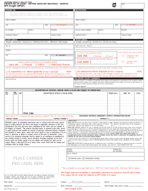 UPS Freight Bill of Lading