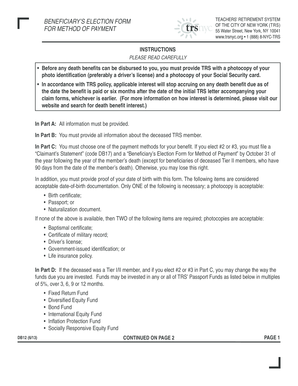 Beneficiary’s Election Form for Method of Payment